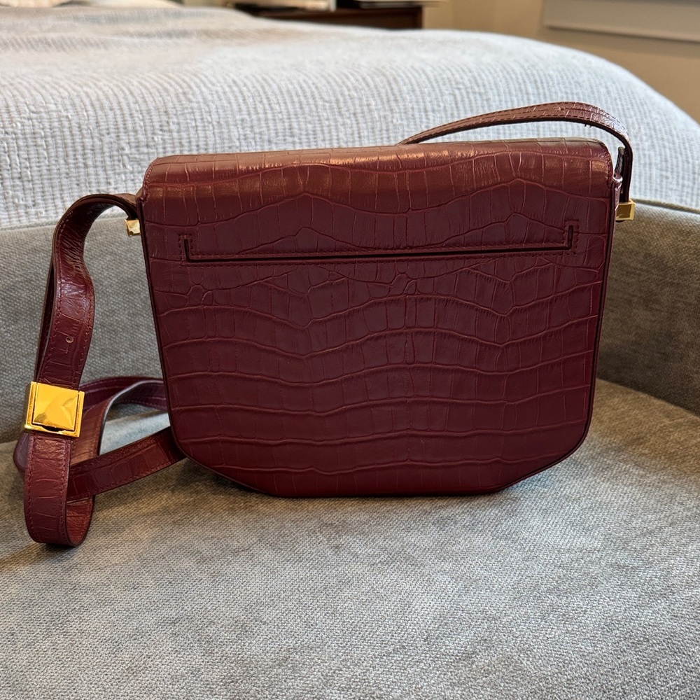 DeMellier London Croc-Embossed Crossbody Bag in Burgundy - Picture 5 of 16